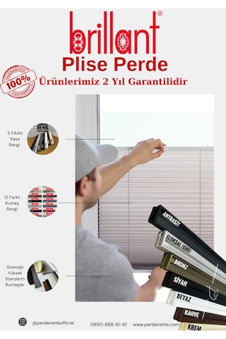 Plise Perde Brillant Marka 14 Renk Seçeeği 1. Kalite Beyaz