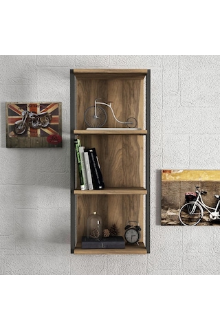 Dekorister Exclusive Lost Metal Duvar Rafı Ceviz