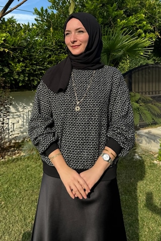 Rabia Şamlı Tüvit Sweat Beyaz Çizgili Normal
