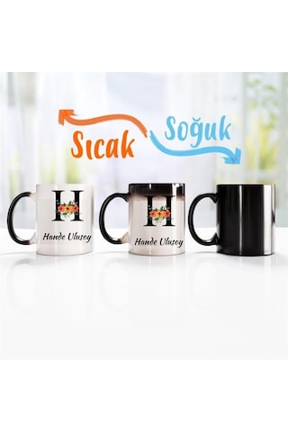 Kişiye Özel Baş Harf Tasarımlı Sihirli Kupa Bardak 2842