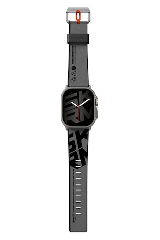 Watch Ultra Uyumlu Deri Kordon 49mm Skinarma Spunk Serisi Pu Strap Kayış Gri Gri
