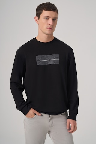 Morven Erkek Siyah Trend Baskılı Bisiklet Yaka Sweatshirt 26ks063008001 Siyah