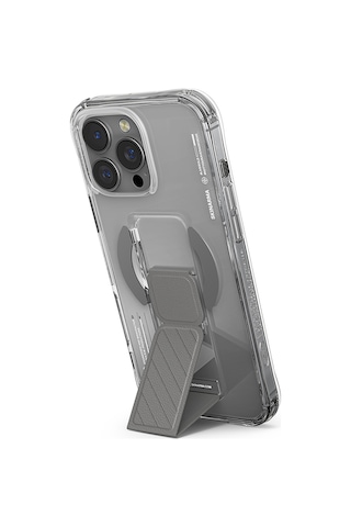 Apple iPhone 16 Pro Uyumlu Kılıf Magsafe Şarj Özellikli Teknoloji Desenli Standlı Skinarma Axon Kapak Titanyum