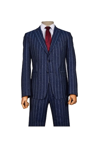 Kalın Çizgi Çift Düğme 6 Drop Slim Erkek Takım Elbise