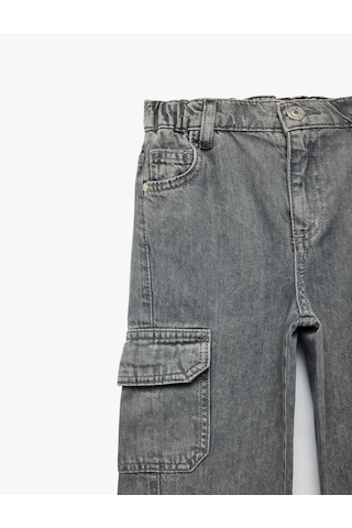 Koton Cep Detaylı Loose Fit Pamuklu Denim Kargo Pantolon - Cargo Jeans Antrasit 7wkb40021td