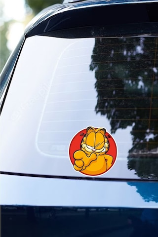 11 X 11 Cm Garfield Kedi Sticker Araba Laptop Oto Motor Sticker