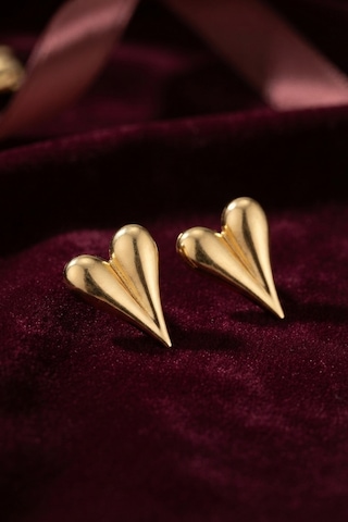 316l Çelik Gold Renk Kalp Model Küpe Çok Renkli