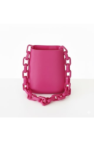Mottopi Zincirli Dikey Çanta,el Ve Omuz Çantası,3d Baskı Çanta Pembe
