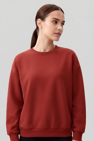 Fiesta Basic O Yaka Oversize Kadın Sweatshirt - 97053 Kırmızı