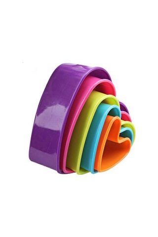 5 Adet Kurabiye Plastik Kek Kalıbı Bisküvi Piston Formları Dıy Pişirme Araçları Kalp Çok Renkli