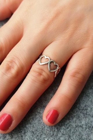 Antik Gümüş Kaplama Kalpler Şekilli El Yapımı Ayarlanabilir Kadın - 541000316 Çok Renkli