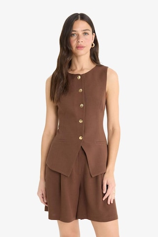Defacto Fitted Bisiklet Yaka Keten Karışımlı Blazer Yelek F5406ax25smbn271 Kahve