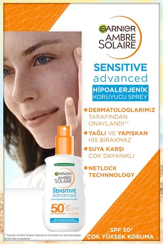 Garnier Ambre Solaire Sensitive Güneş Koruyucu Sprey SPF 50+ 200 ML