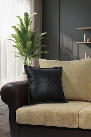 Premium Dekoratif Siyah Deri Kırlent Kılıfı/ev Ve Ofis Için Gerçek Deri 45x45cm Kırlent Kılıfı Siyah