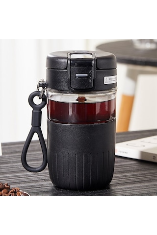 Aurora Yüksek Sıcaklıga Dayanıklıcam Bardak, Kaymaönlici Bardağı Kapağı, Su Bardağı, Pipet, "dan İçmeçiftçi" Kullan Siyah