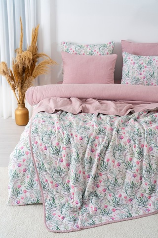 Cherie Çift Kişilik Nevresimli Pike Takımı - 7 Parça Çeyiz Seti Pembe