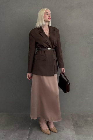 Madmext Kahverengi Oversize Blazer Kadın Ceket Mg2445 Kahverengi