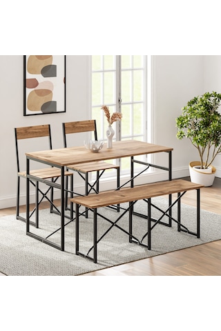 Mutfak Masası Bench Bank 120x60 Masa Set 2 Adet Sandalye Yemek