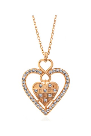 925 Ayar Gümüş Rose Kalp Sonsuzluk Kadın Kolye Gümüş