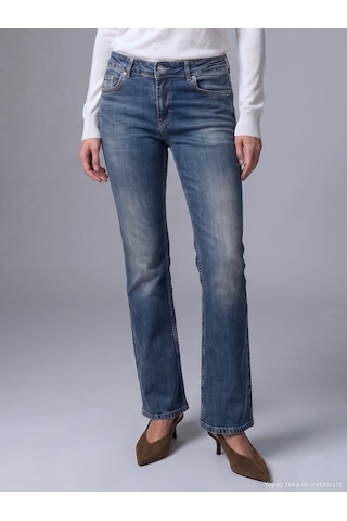 Dilvin 72353 Düşük Bel Likralı Flare Jean-tint Kırmızı