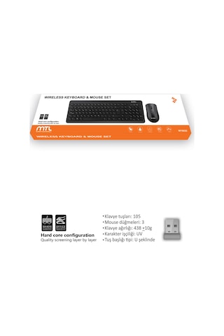 Kablosuz Klavye Ve Mouse Seti - Ofis Kullanımı İçin İdeal Ergonomik Tasarım Mt8522 Diğer