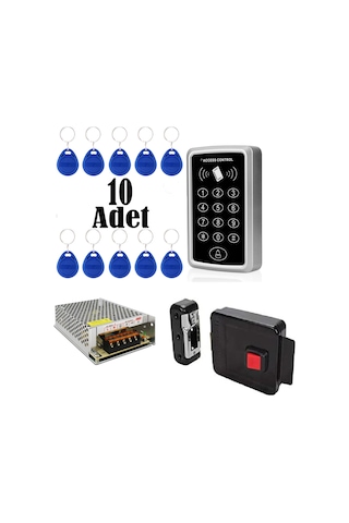 Sonex Rfid Şifreli Kapı Kilidi Kartlı Geçiş Kontrol Sistemi 10 Tag