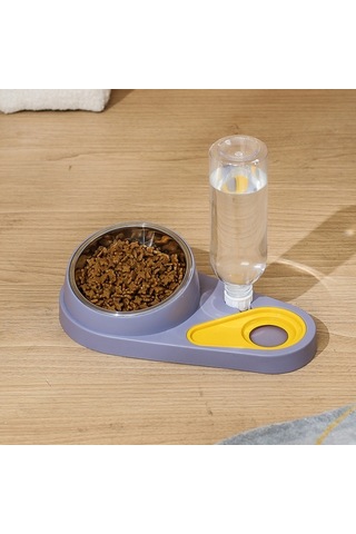 Cbtx Kedi Ve Köpek Mama Ve Suluk Pet Yeme Seti Kombinasyon Kasesi Mor