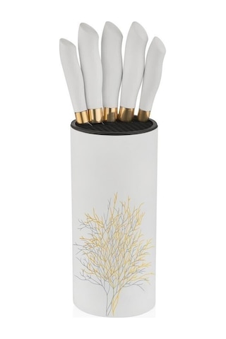 N3483 Çınar Naturel 6 Lı Silindir Bıçak Seti Beyaz