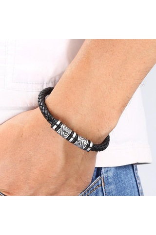 Viking Bilezik Erkek Deri Bilezik Pusula Bileklik İskandinav Rünleri Muska Mitolojisi Mücevher Hediyeler Mavi