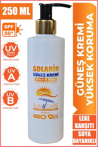 250ml Güneş Kremi - Spf 50+ Tüm Cilt Tiplerine Uygun Yüksek Korum