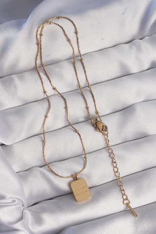 Utterly Good 316l Çelik Kolye Gold Renk Kare Charm Tasarım Metalik 05786536