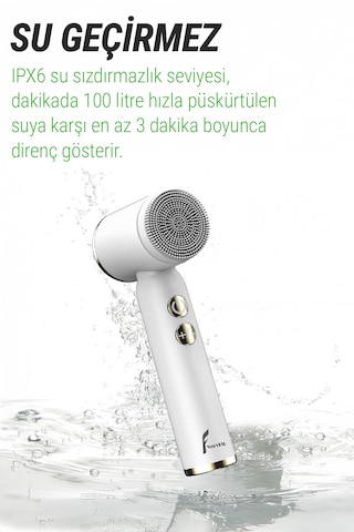 Veryfit 6 In 1 - 3 Aşamalı Su Geçirmez Led Ekranlı Peeling Masaj Cilt Temizleme Bakım Aleti Beyaz