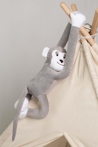 Boumini Toys Boyuna Sarılan Pelüş Maymun Gri Elleri Çıtçıtlı 55 CM - Gri