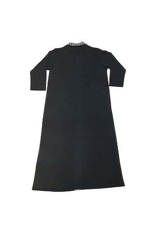 Çelik Örgü Önü Düğmeli Yaka Ve Kolağzı Kürklü Uzun Triko Hırka Çok Renkli