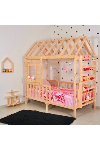 Markaawm Markaawm Montessori Çocuk Yatak Raf Çam 90X190 Karyola Menekşe Akçaağaç