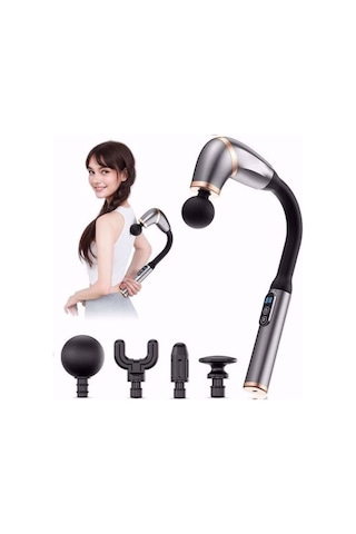 Hepsiuygunn 4 Farklı Başlıklı Uzun Saplı Derin Doku Masaj Tabancası, Boyun, Omuz Ve Sırt İçin Ergonomik Saplı Çoklu Masaj Modlu Taşınabilir Masaj Aleti Çok Renkli