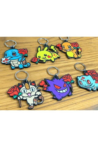 Aşk Dolu Kalp Ve Gül Pokemon Sevimli Figür Karakter Anahtarlık Çok Renkli
