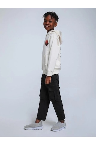 Jack Lions Erkek Çocuk Kapüşonlu Basketbol Baskılı 3 İplik Sweatshirt-14254 Krem