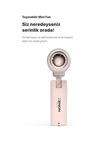 Xenon Smart Taşınabilir Şarjlı 5 Kademeli El Fanı 7 Saat Kullanım 14000 Rpm Sessiz Mini Vantilatör X6101