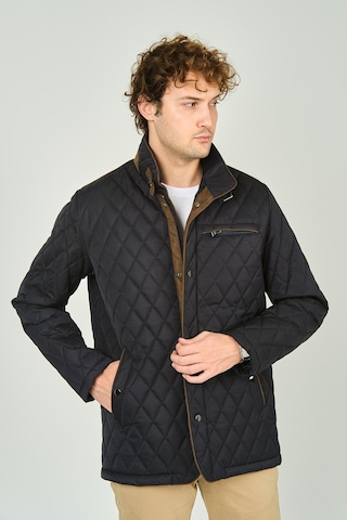 Daynax Erkek Dik Yaka Fermuar Ve Çıtçıt Kapamalı Kapitone Kaban 1000 Lacivert Lacivert