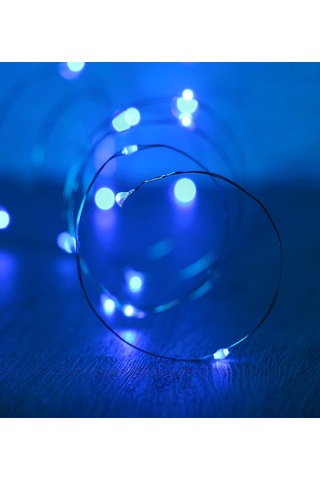 Ev Balkon Ve Parti İçin 3 Metre Pilli Mavi Renk Peri Led Yılbaşı Süsü Işık Mavi