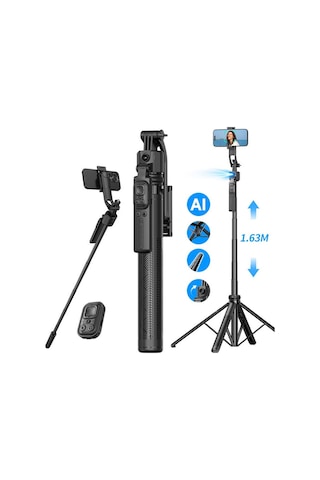 C17 Tripod 360 Otomatik Rotasyon Çekim Quadrapod Profesyonel Selfie Çubuğu Aı Yüz Takibi 163cm