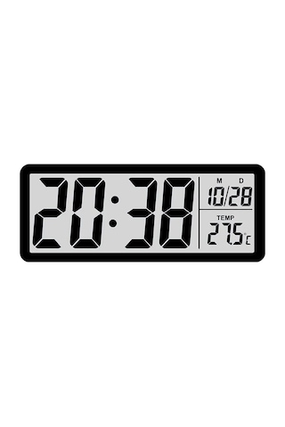 Lcd Dijital Duvar Saati 20x8 Cm Usb & Pilli, Saat Tarih Sıcaklık Gösterimli, Modern Tasarım, Masaüstü & Duvar