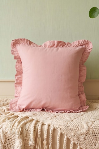 Pembe Fırfırlı Dekoratif Kırlent Kılıfı