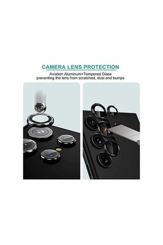 Galaxy Uyumlu S23 İçin Kamera Lens Koruyucuları Metal Siyah Renk Temperli Cam Çizilmez Bağımsız Kamera Koruyucu Siyah