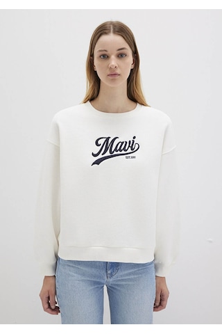 Mavi Logo Baskılı Ekru Kadın Sweatshirt M1s10419-80194 Ekru