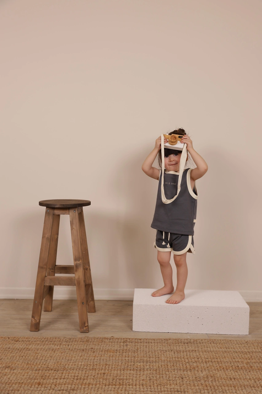 Antrasit Unisex Atlet Şort Takım Gri