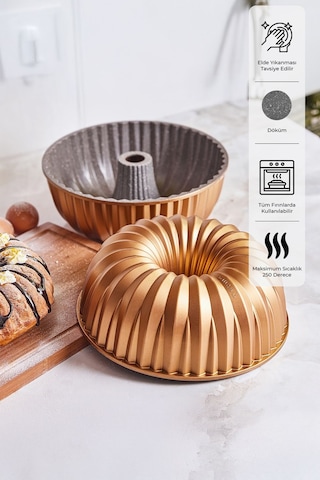 Emsan Griss Hardstone Döküm Kek Kalıbı Gold 24 CM