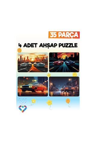 Ahşap 35 Parça 4 Adet Çocuk Puzzle-2