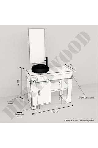 Deryawood  Ordo Ray Kapak Banyo Dolabı 40*80*76 Açık Ceviz Çok Renkli
